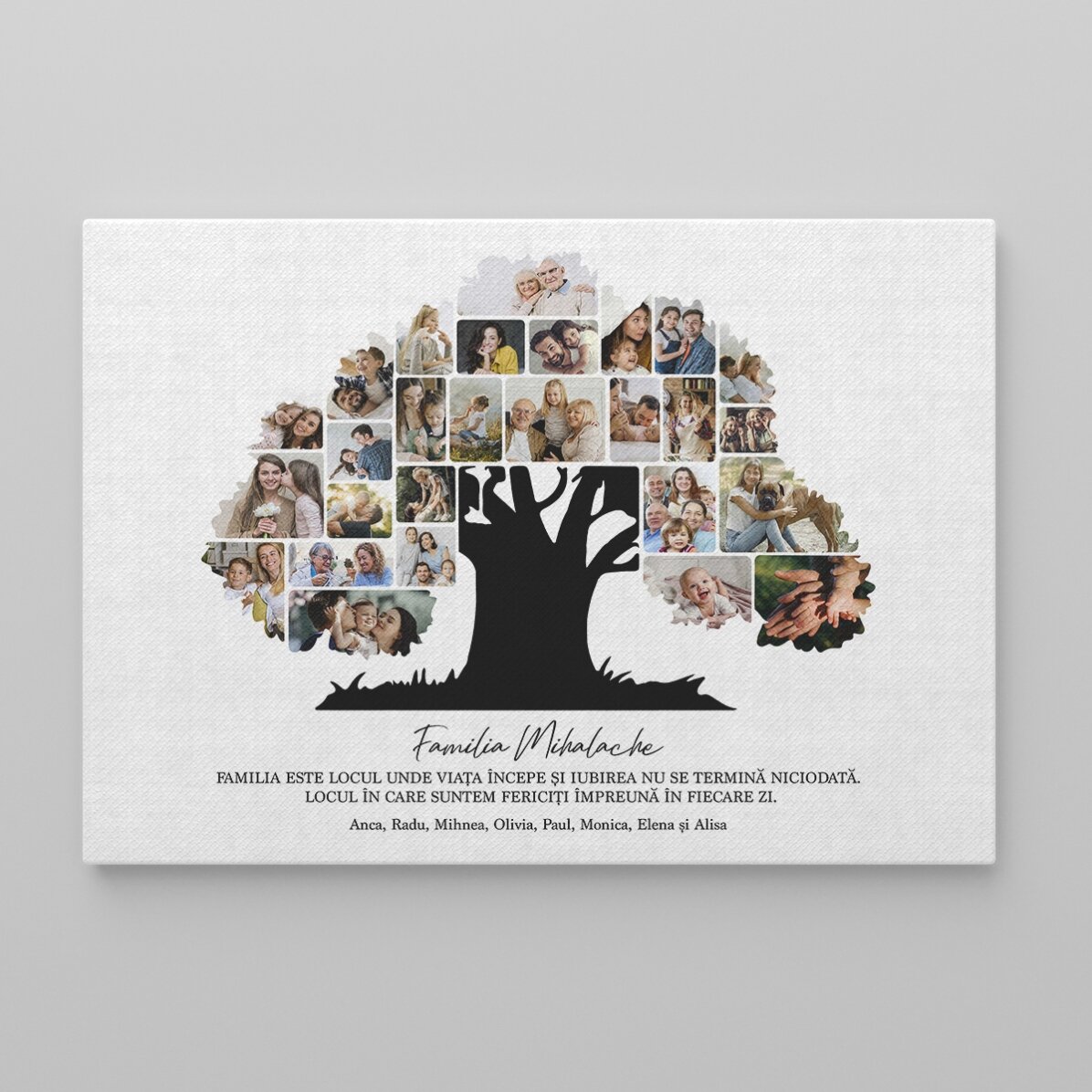 Tableau paysage personnalisé avec photos et texte - Notre famille