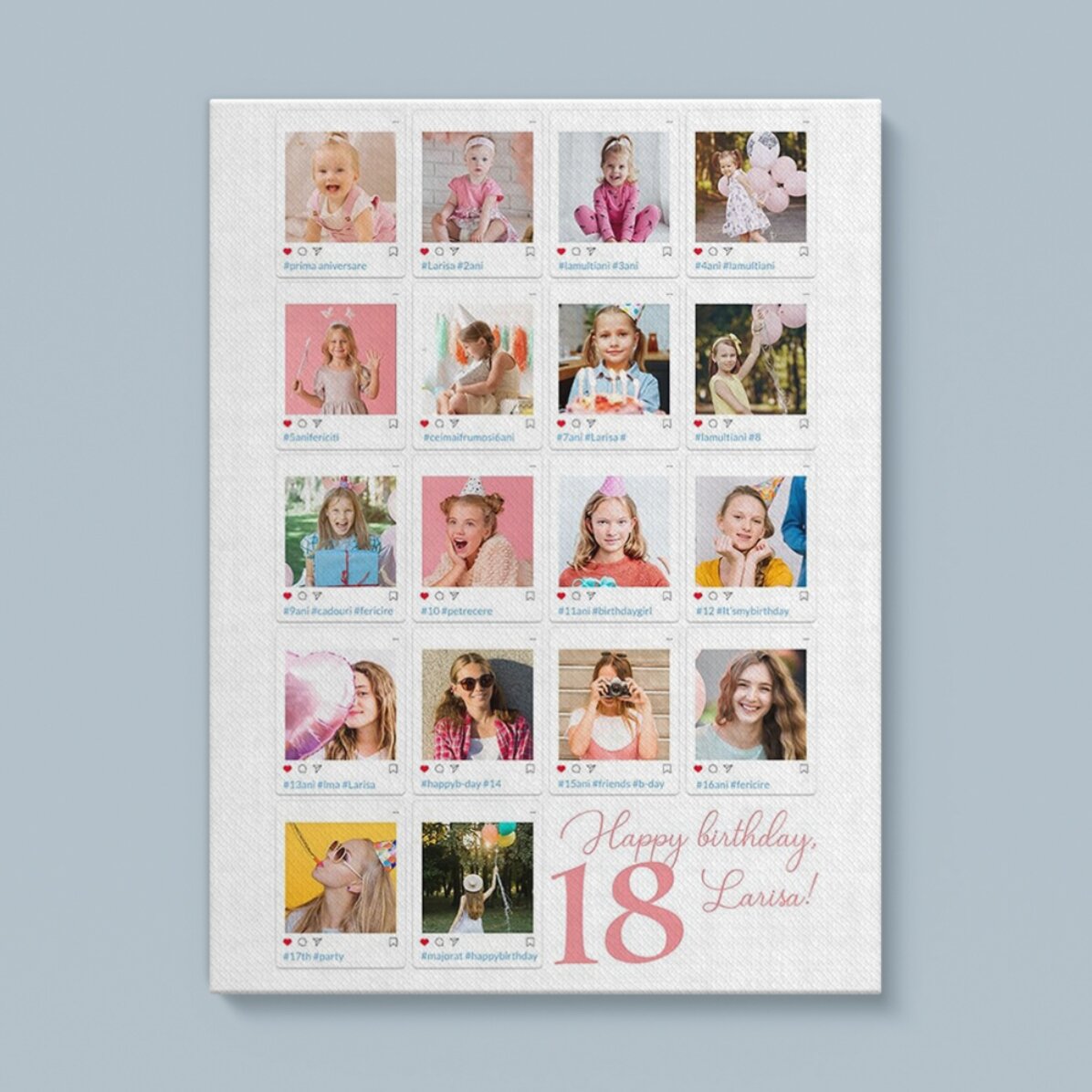 Gepersonaliseerd schilderij met 18 foto