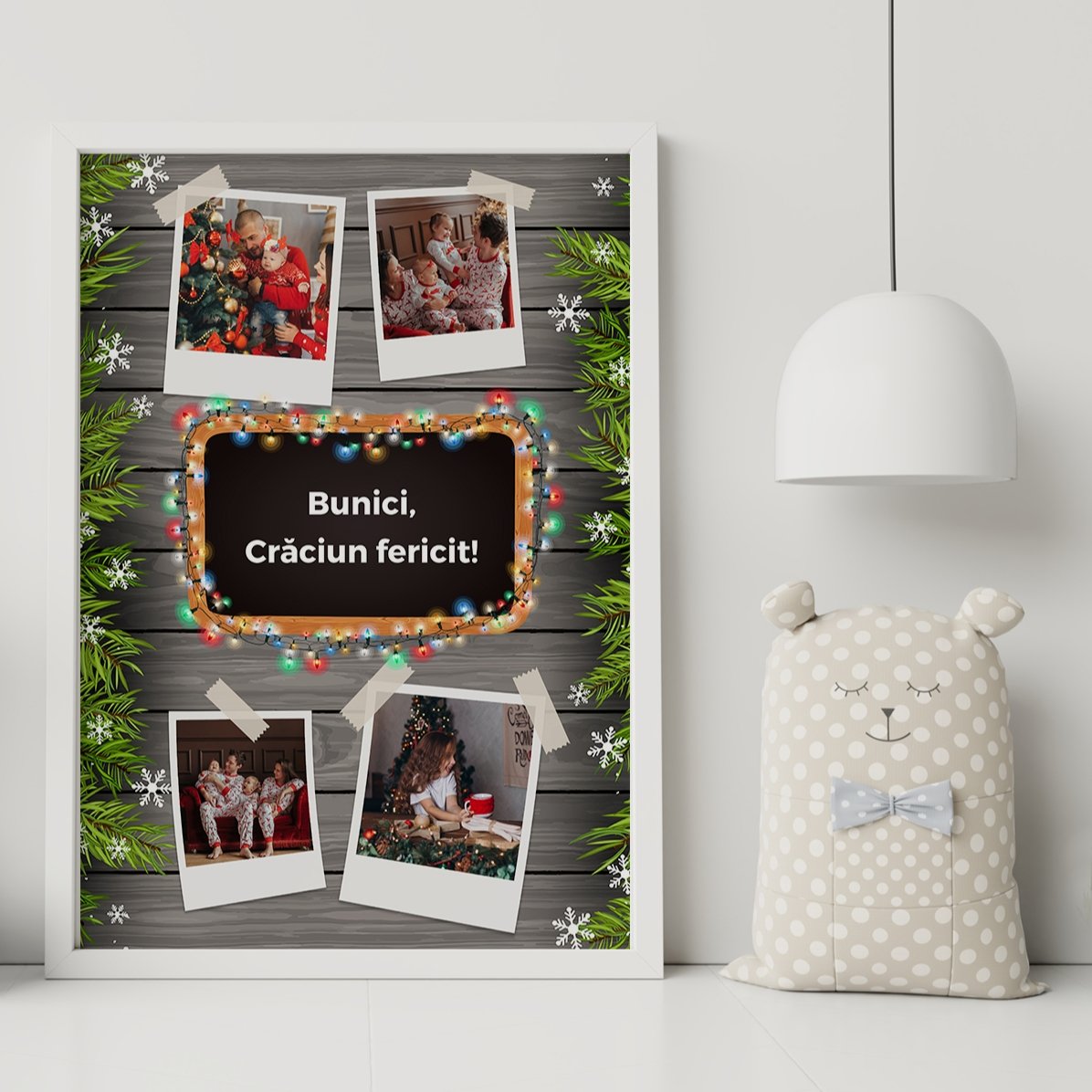 Gepersonaliseerd schilderij met 4 foto’s en tekst – kerstmotief