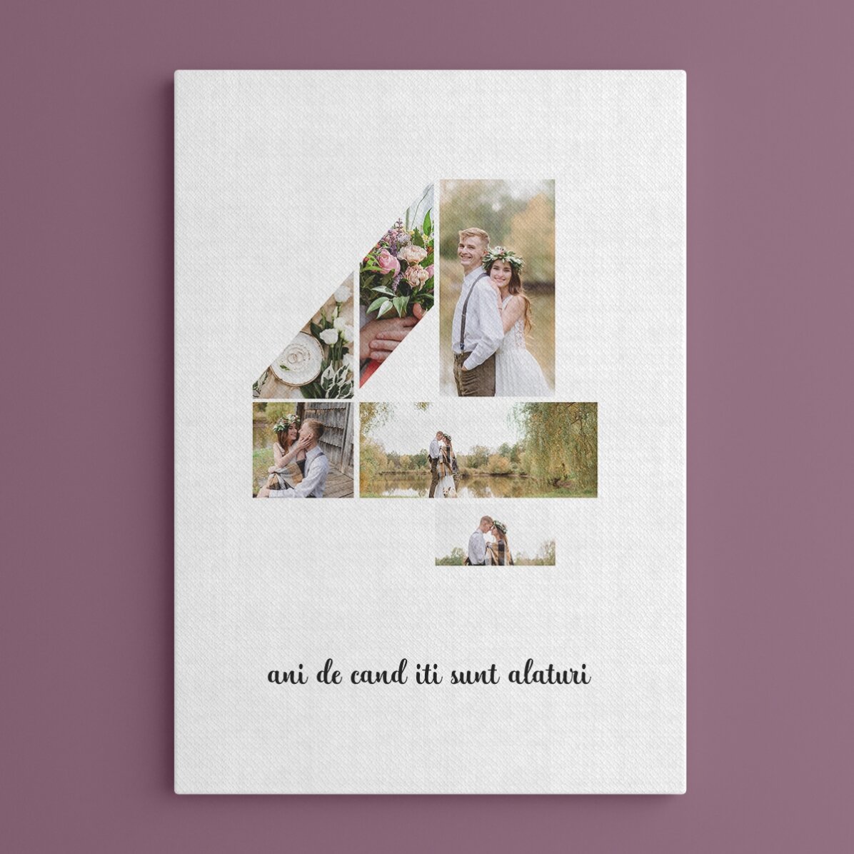 Gepersonaliseerd schilderij met 6 foto’s, model nummer 4 en tekstbericht