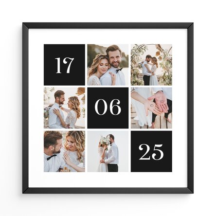 Gepersonaliseerd schilderij met 6 foto’s en de datum