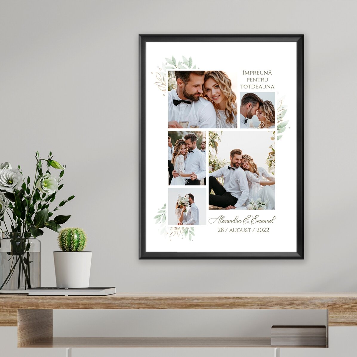 Gepersonaliseerd schilderij met foto’s en tekst - Bruiloft