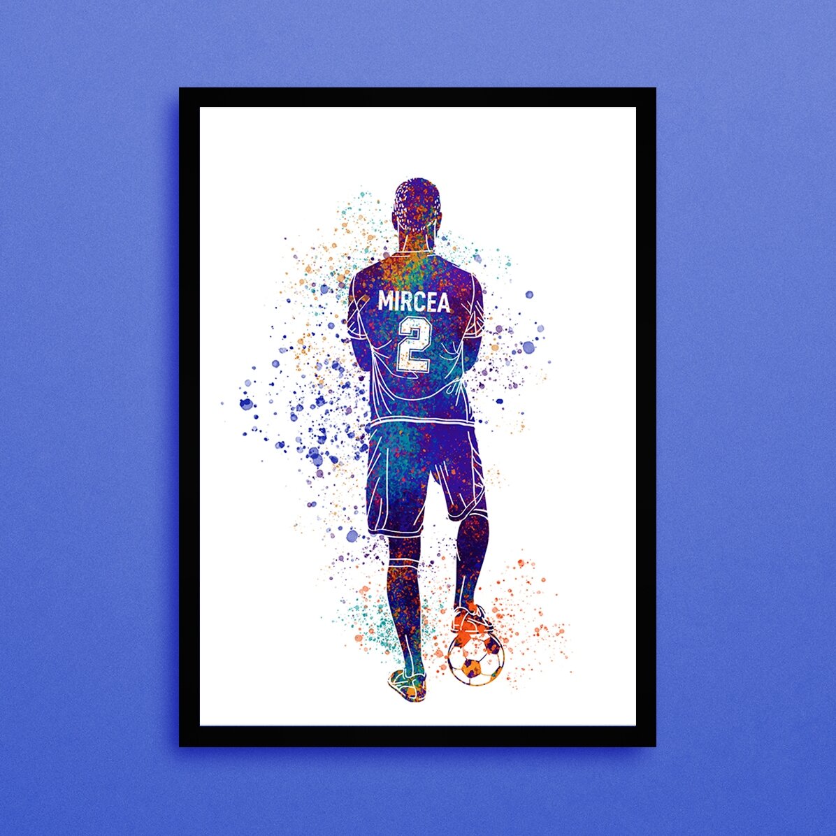 Gepersonaliseerd schilderij met je naam en spelersnummer - Voetbal