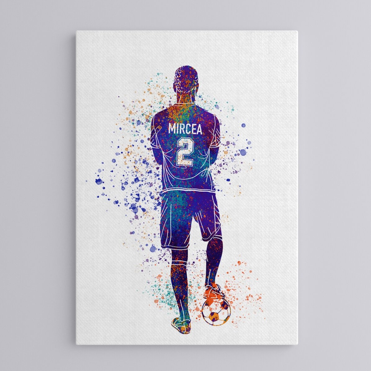 Gepersonaliseerd schilderij met je naam en spelersnummer - Voetbal