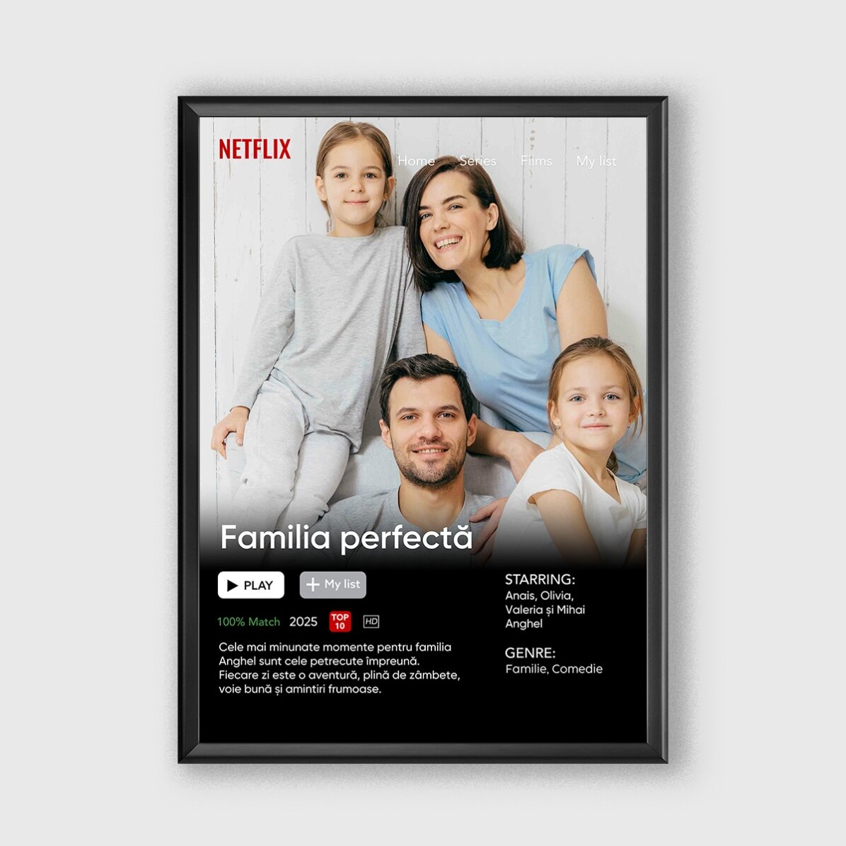 Tableau personnalisé avec une photo et un message - Film