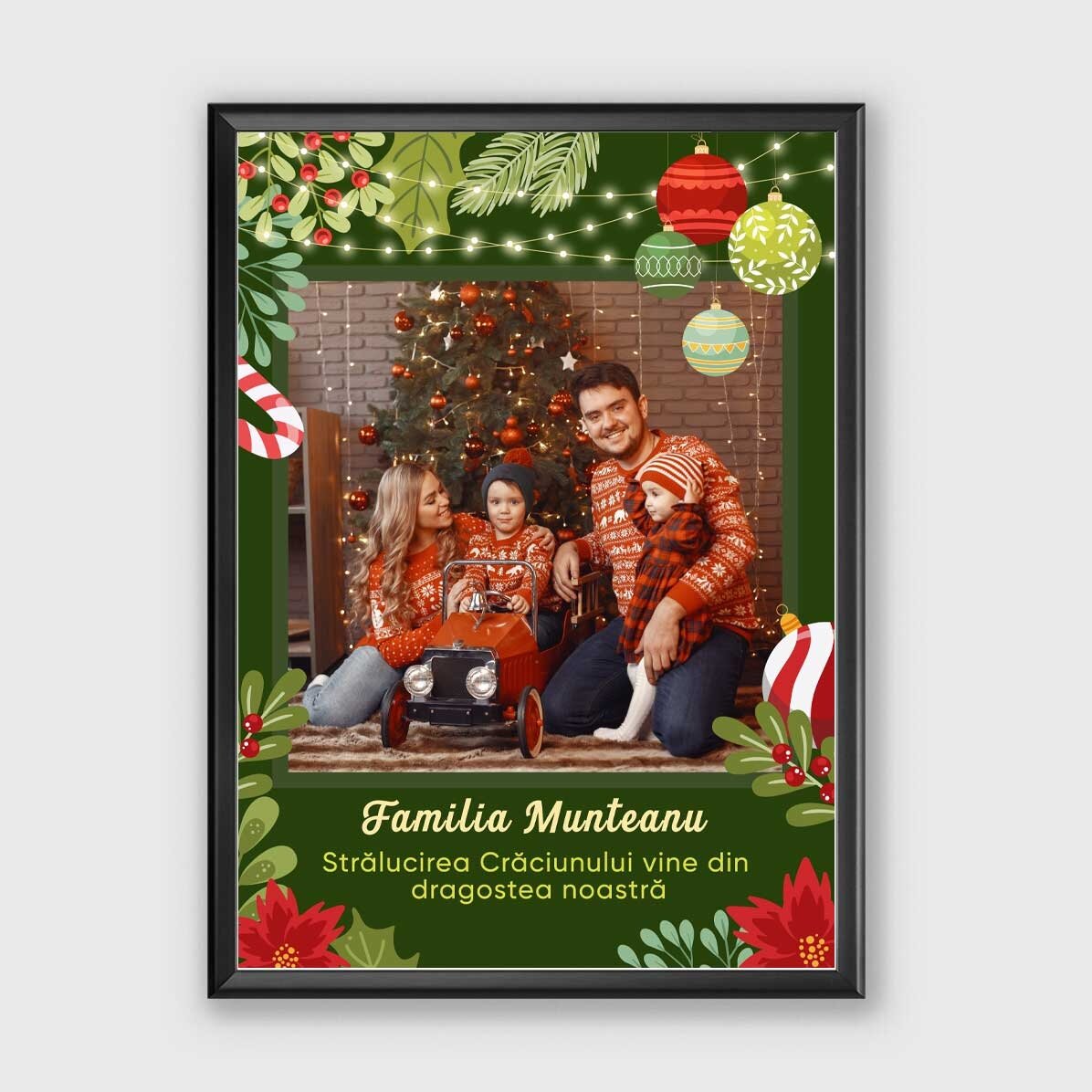 Gepersonaliseerd schilderij met een foto en tekst - De magie van Kerstmis