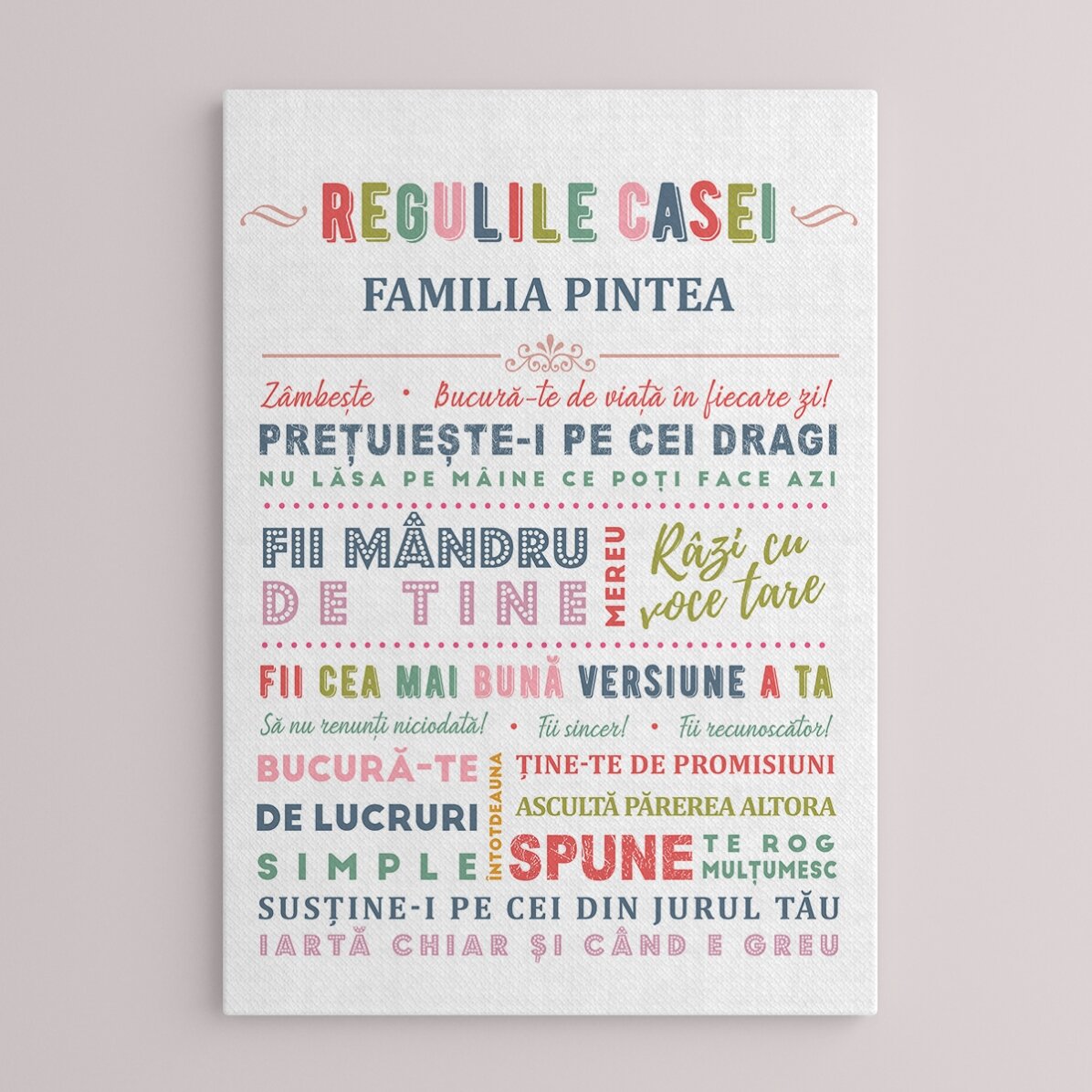 Gepersonaliseerd schilderij met tekst - Huisregels