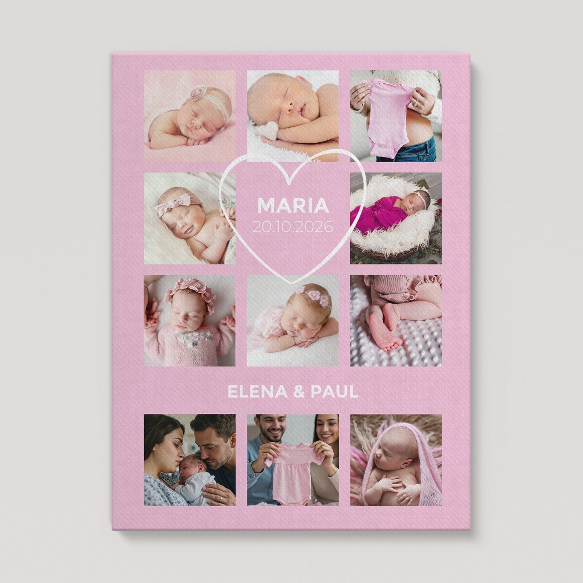 Tableau personnalisé avec un texte et 11 photos - Bébé