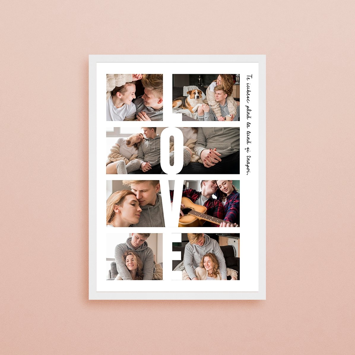 Gepersonaliseerd schilderij met tekst en 8 foto