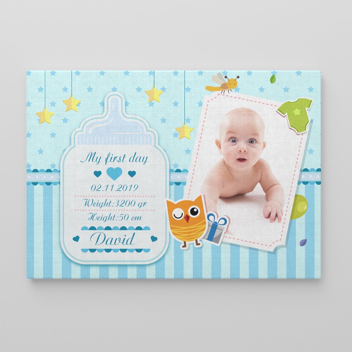 Gepersonaliseerd schilderij voor pasgeborenen - Jongetjes