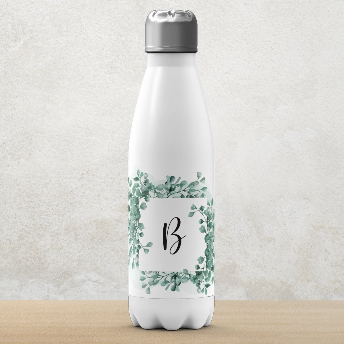 Gepersonaliseerde thermosfles met witte onderkant en initiaal