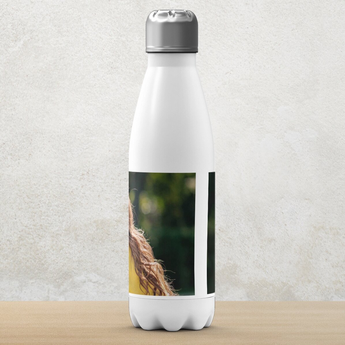 Thermos à base blanche personnalisé avec une photo au format paysage