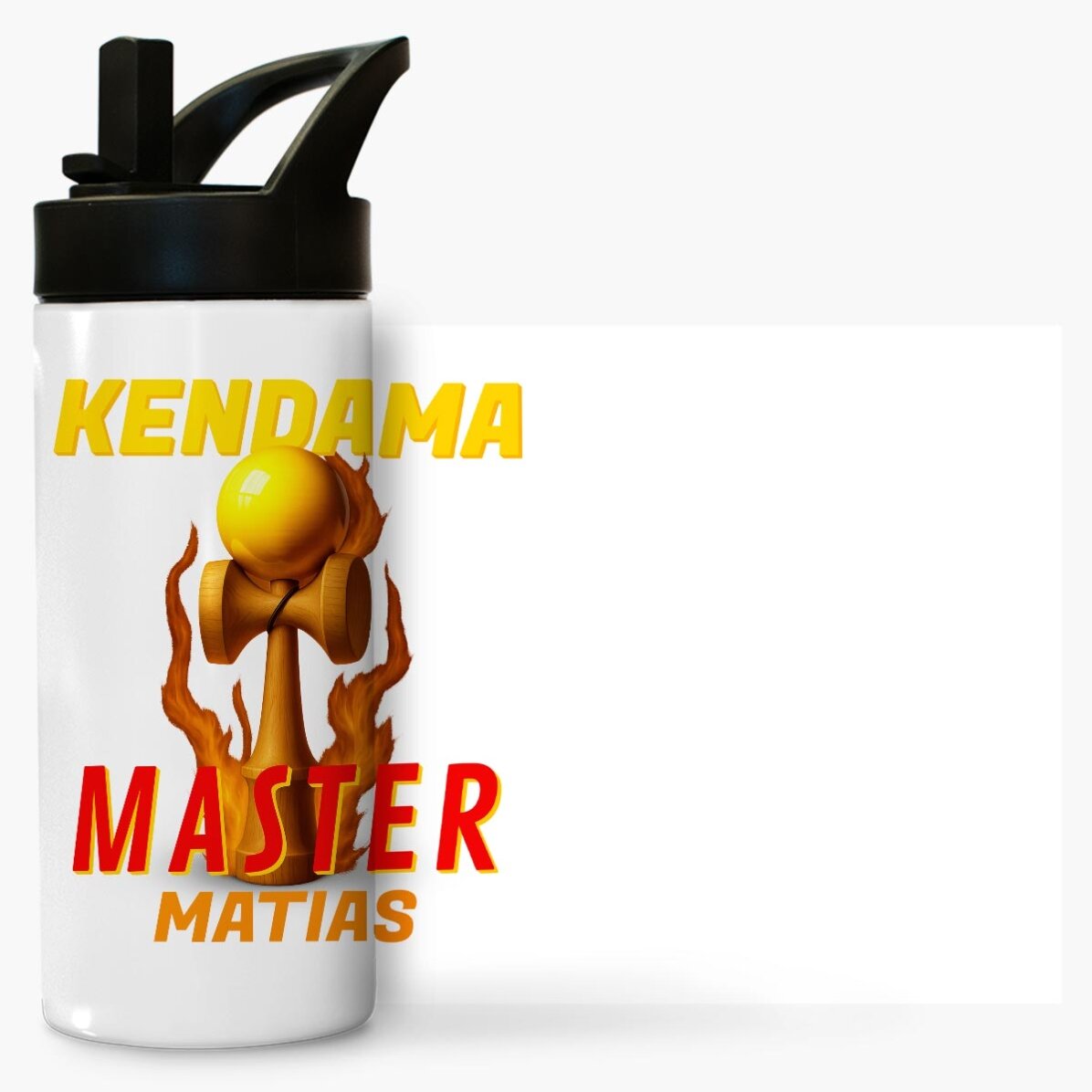 Thermosfles met handvat en rietje, gepersonaliseerd met naam voor kinderen - Kendama Master