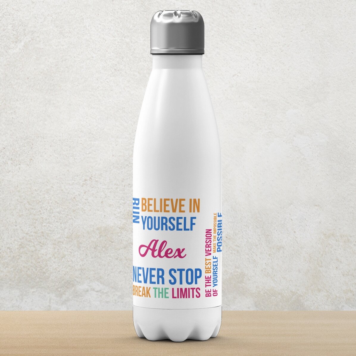 Thermos à base blanche personnalisé avec un prénom - Runner