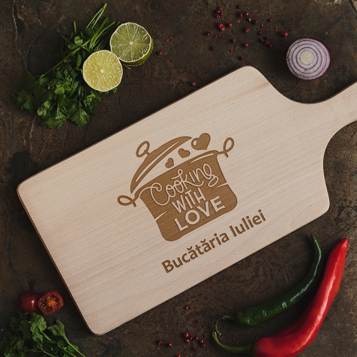 Op maat gemaakte snijplank - Cooking with love