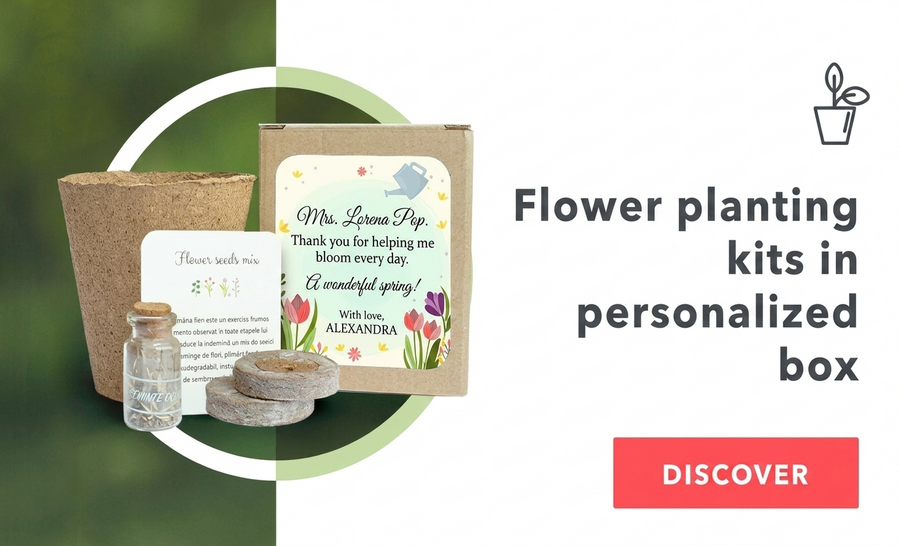Bloemenplantpakketten in een gepersonaliseerd doosje