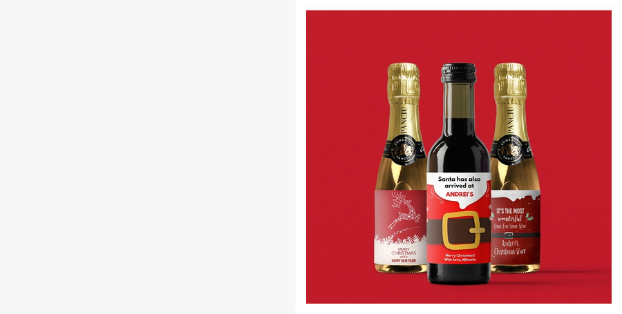 Gepersonaliseerde mini-kerstflesjes