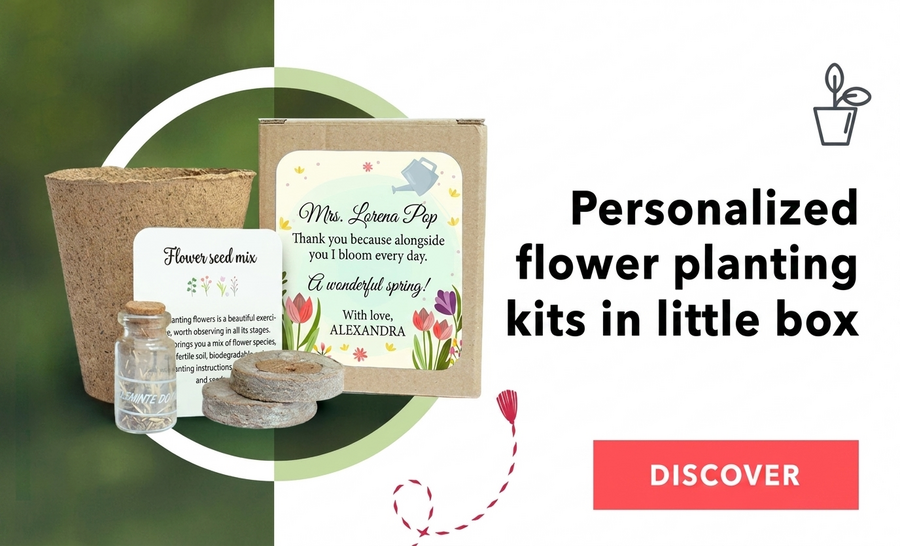 Kits de plantation de fleurs dans une boîte personnalisée
