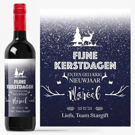 Wijn met gepersonaliseerde tekst - Snowing night