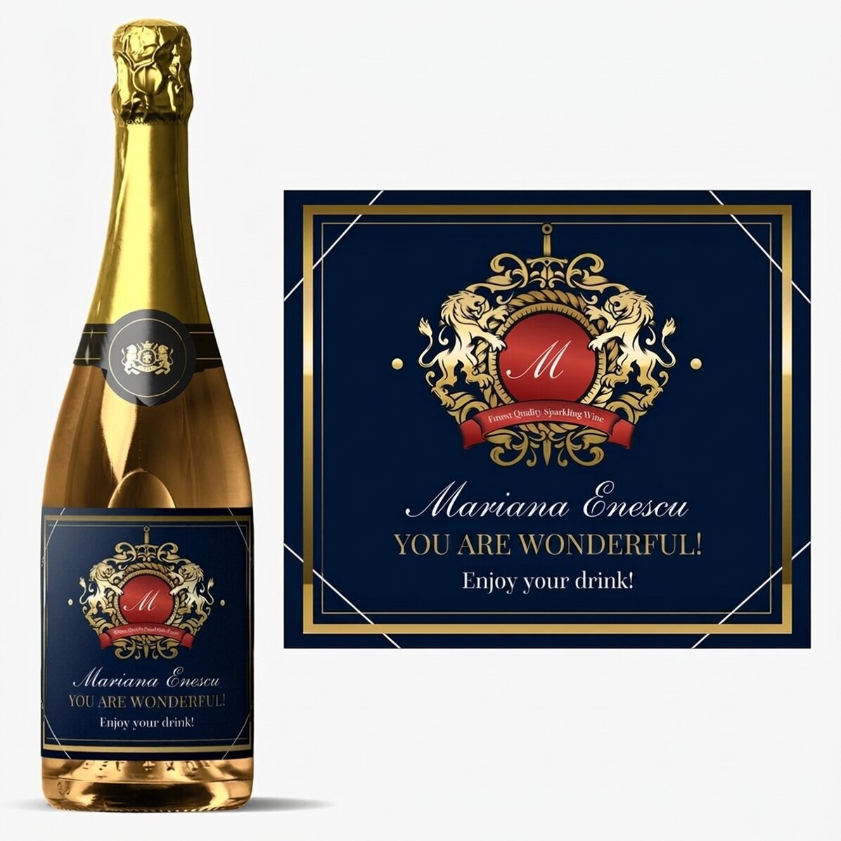 Mousserende wijn met gepersonaliseerde tekst - Heraldry