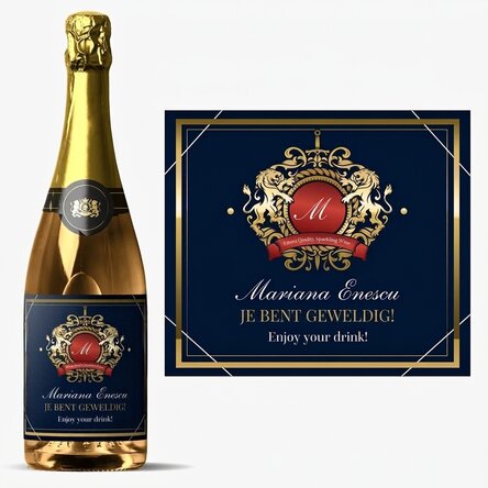 Mousserende wijn met gepersonaliseerde tekst - Heraldry