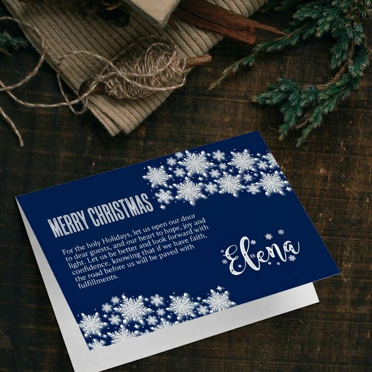 Gepersonaliseerde wenskaart - Blue Christmas