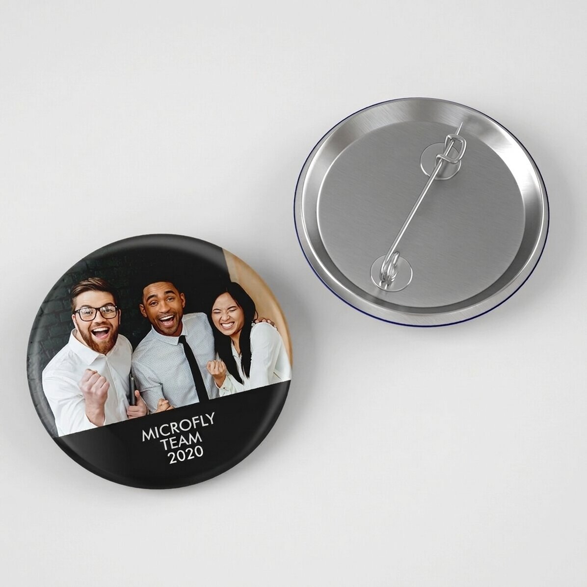 Gepersonaliseerde button met foto en tekst