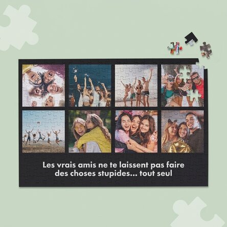 Puzzle personnalisé avec 8 photos et un texte, 36 x 24 cm