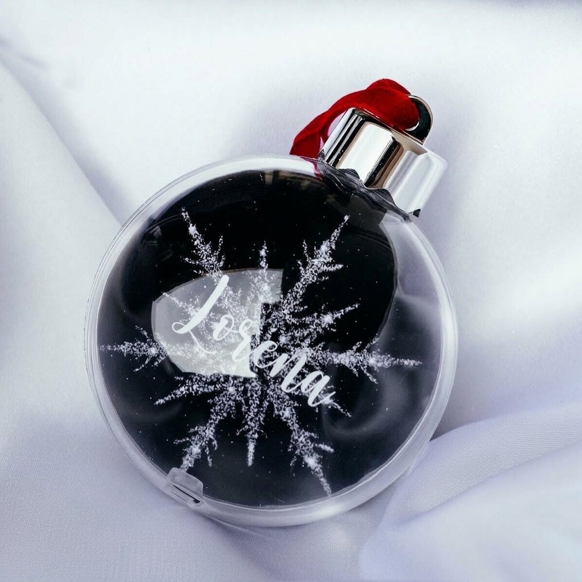 Boule de Noël personnalisée avec votre nom - Silver Snowflake