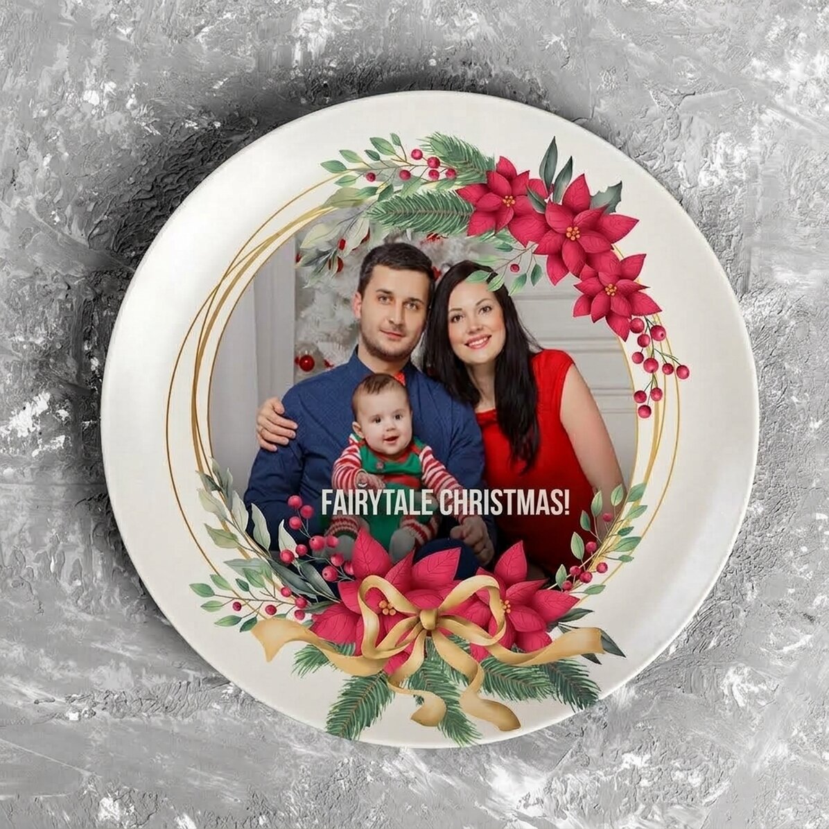 Assiette personnalisée avec une photo et un texte - Noël