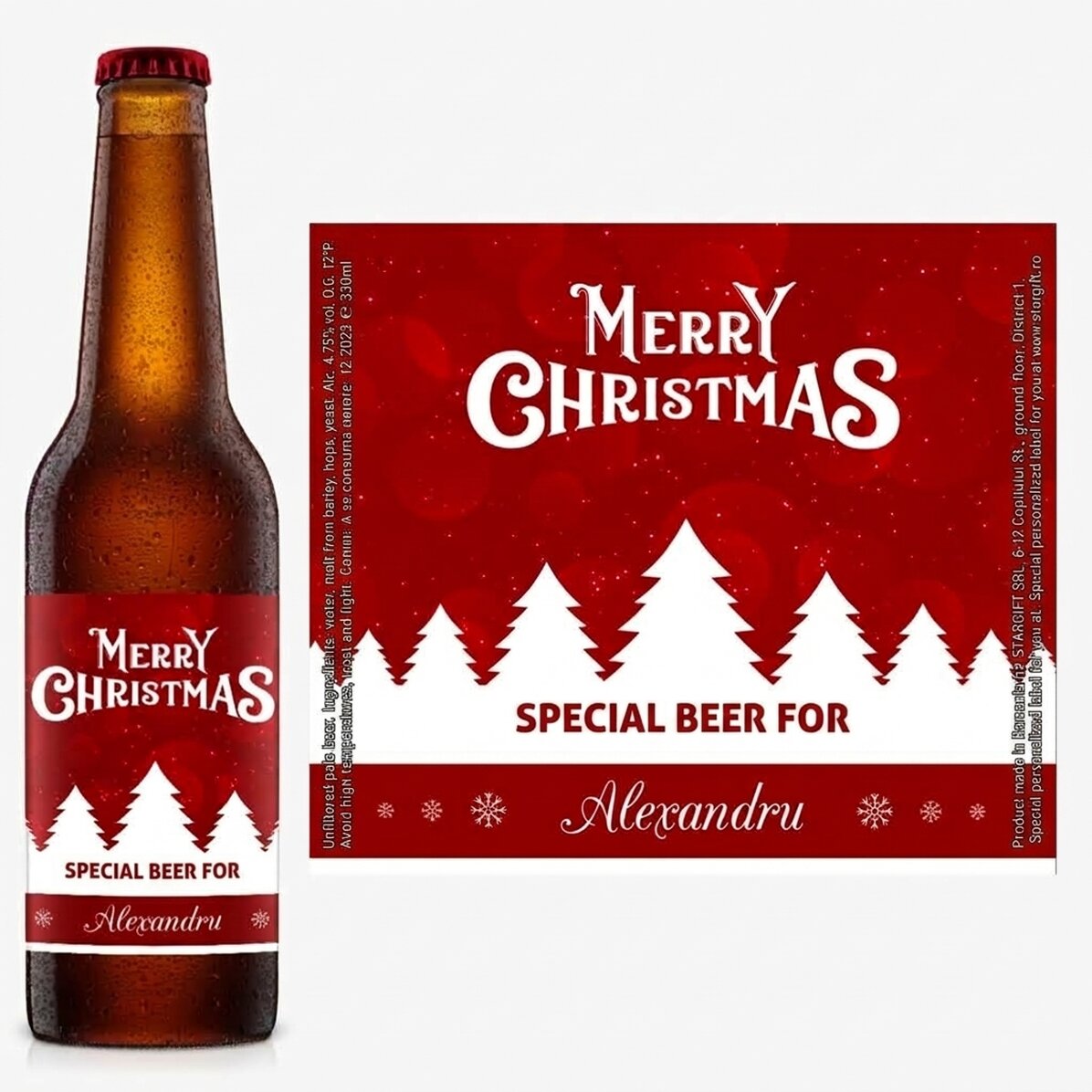 Bier met gepersonaliseerde tekst - Merry Christmas