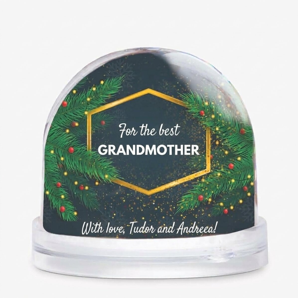 Gepersonaliseerde bureau-kogel met foto en tekst - De magie van Kerstmis