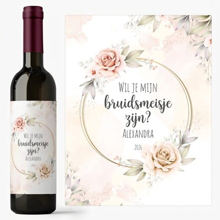 Wijn met gepersonaliseerde tekst - Will you be my bridesmaid?