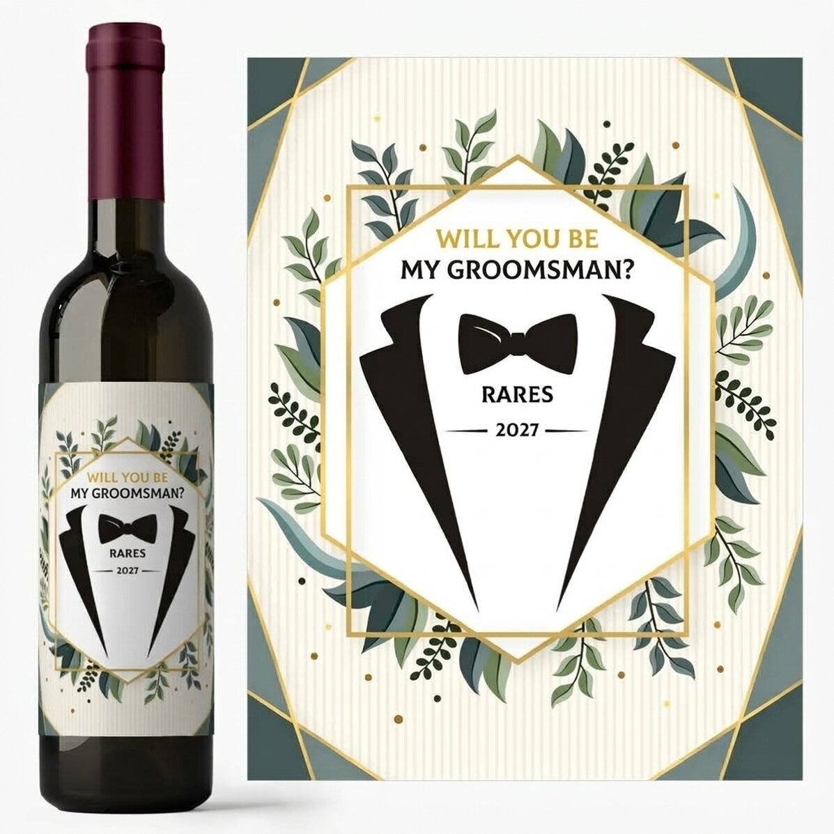 Wijn met gepersonaliseerde tekst - Will you be my groomsman?