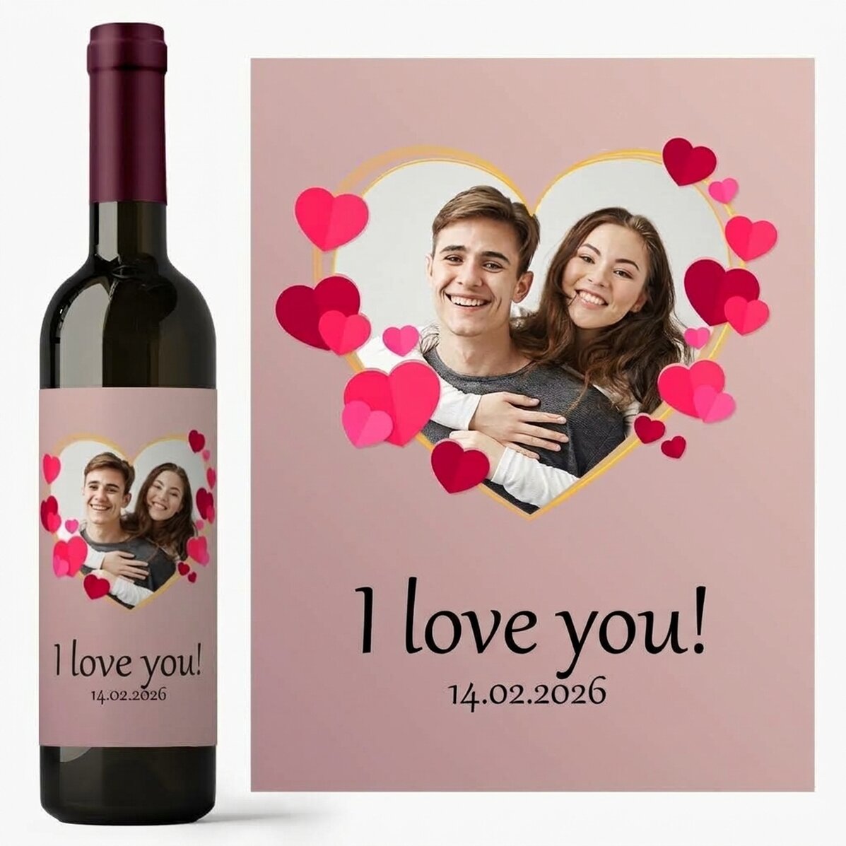 Vin personnalisé avec texte et photo - In love