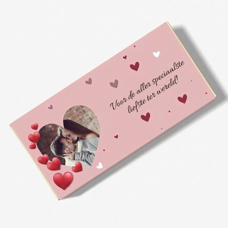 Chocolade met persoonlijke tekst en foto - I love you!