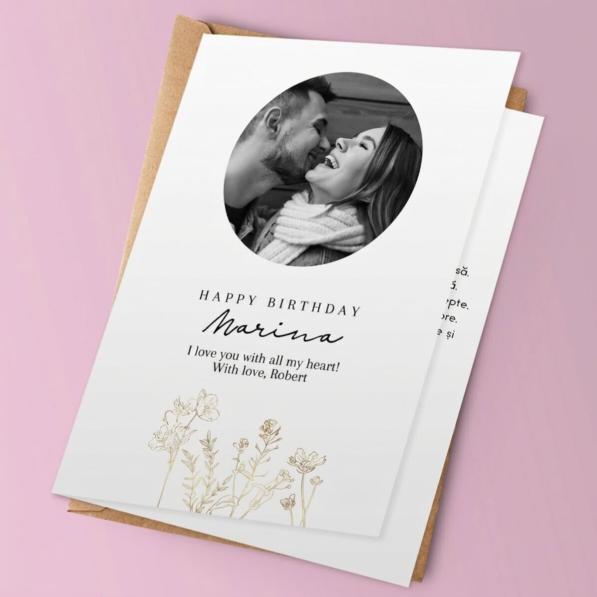Gepersonaliseerde wenskaart met foto en tekst - Elegance
