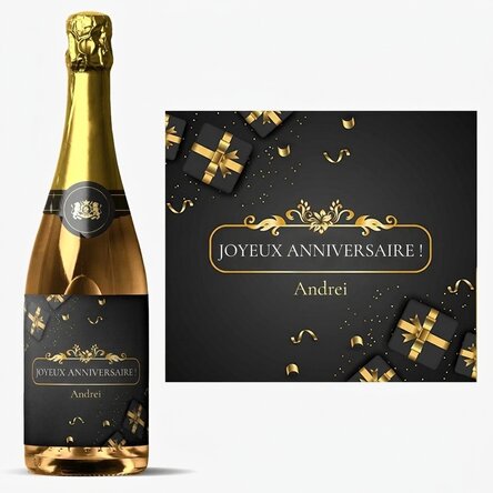 Vin mousseux personnalisé avec un message - Joyeux anniversaire