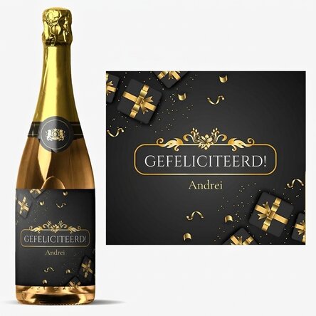 Mousserende wijn met gepersonaliseerde boodschap - Gelukkige verjaardag