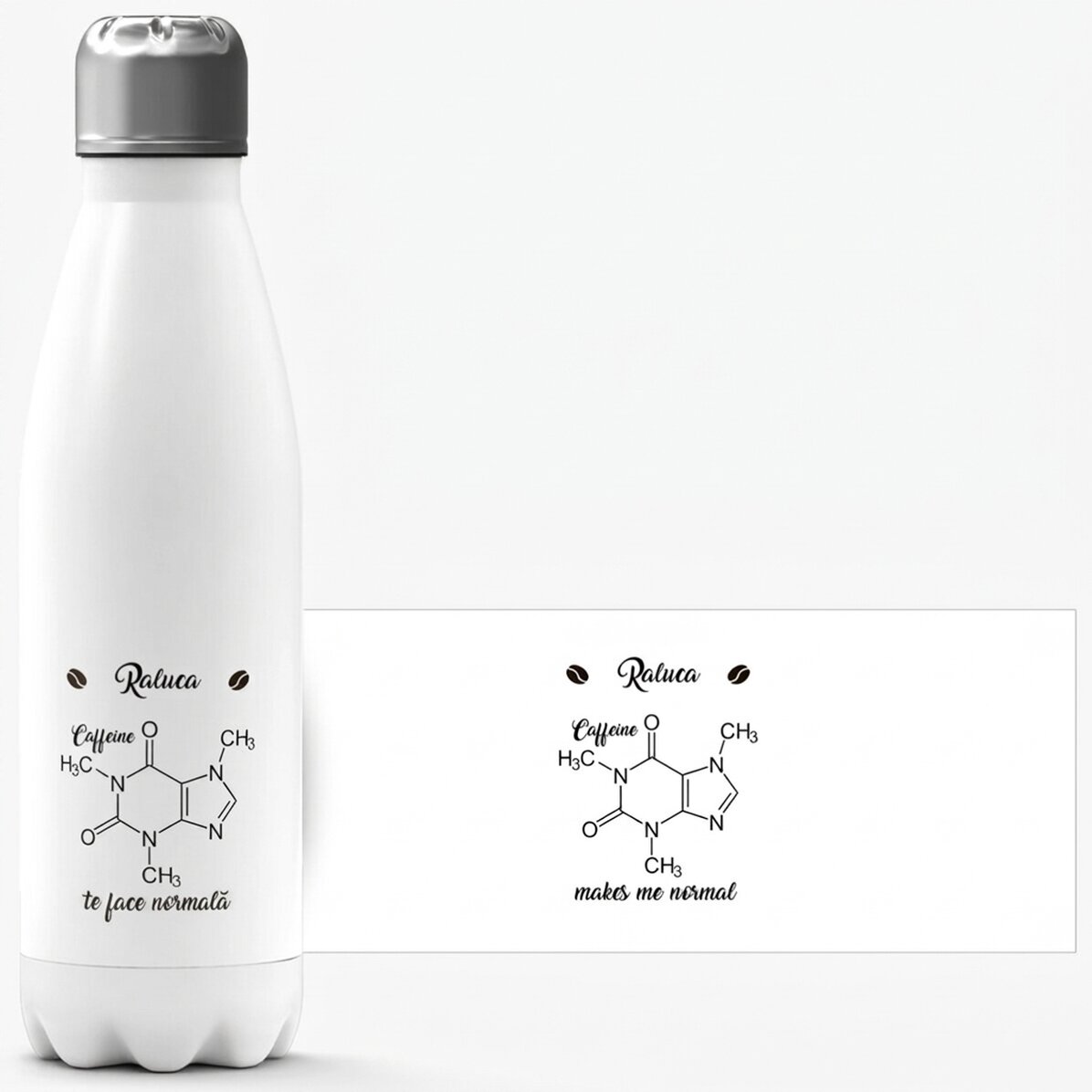 Gepersonaliseerde thermosfles met witte onderkant en naam - Chemistry
