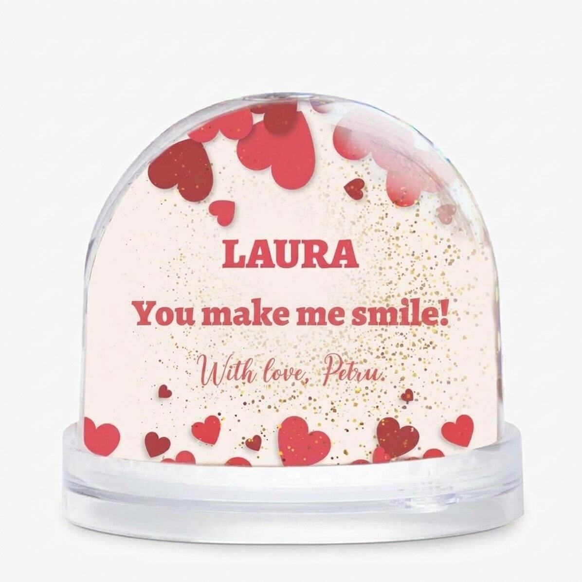 Gepersonaliseerde bureau-kogel met foto en tekst - You make me smile