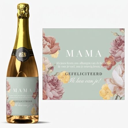 Mousserende wijn met persoonlijke tekst - Lieve mama
