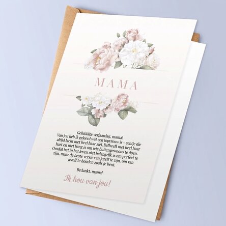 Gepersonaliseerde wenskaart met tekst - Bedankt, mama!