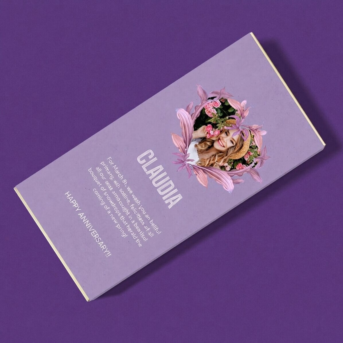 Chocolat personnalisé avec texte et photo - Belle printemps
