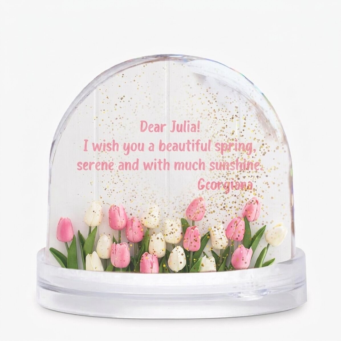 Globe de bureau personnalisé avec photo et texte - Un merveilleux printemps !