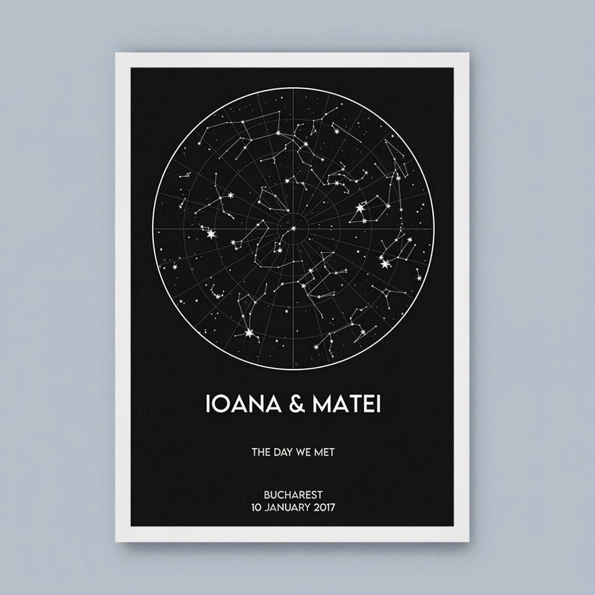 Tableau personnalisé avec texte - Carte des étoiles