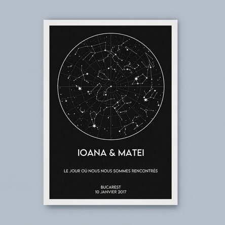 Tableau personnalisé avec texte - Carte des étoiles