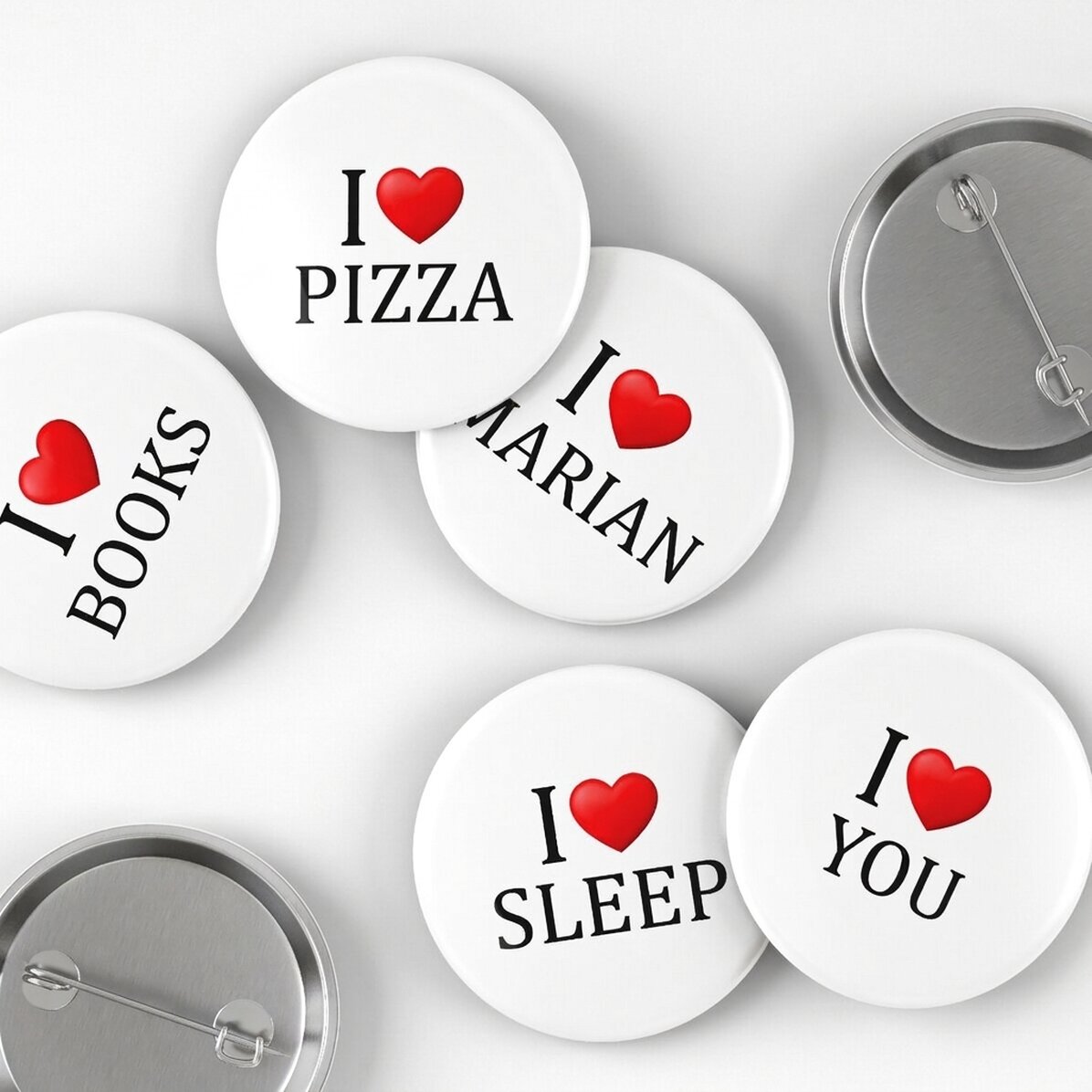 Gepersonaliseerde button met tekst - I heart