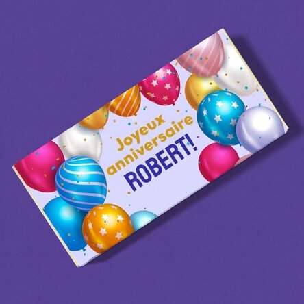 Chocolat personnalisé avec inscription : « Joyeux anniversaire ! »