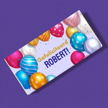 Chocolade met gepersonaliseerde tekst - Van harte gefeliciteerd!